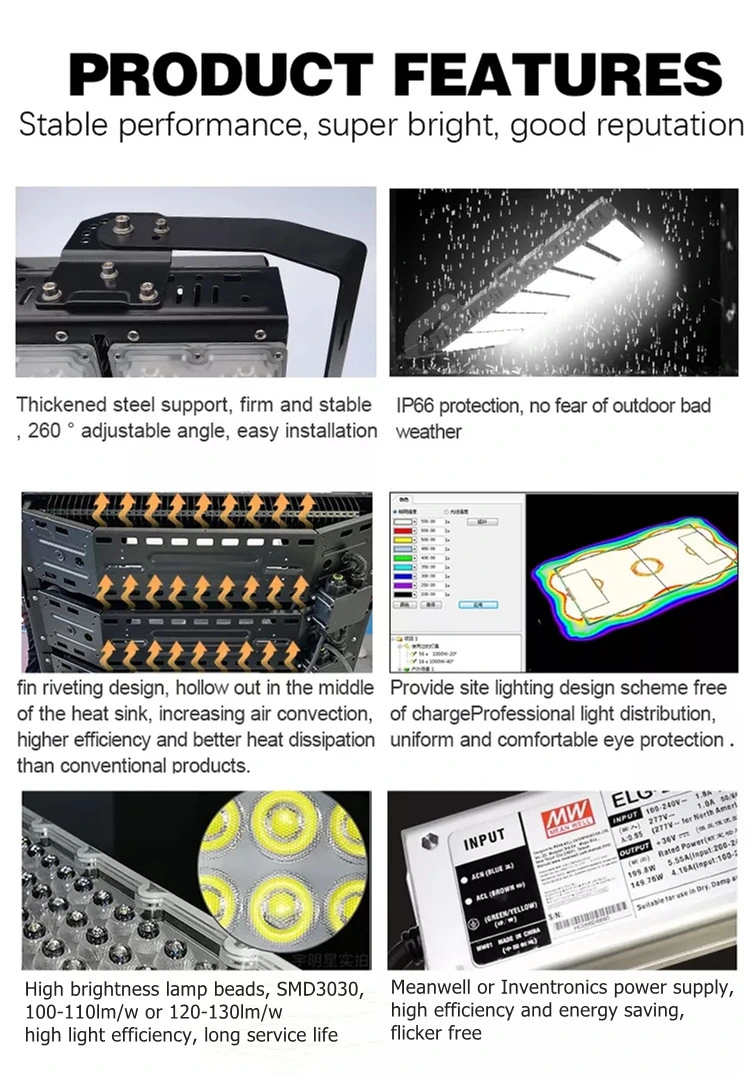 Outdoor Area Lighting 720W 160lm/W MW Driver 5 Years Warranty Factory Direct 750W LED Stadium Lights